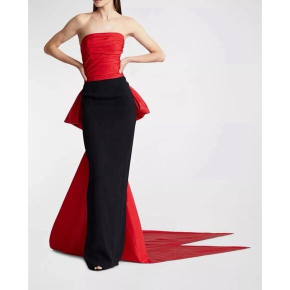 Ralph Lauren Collection Silk Red Bow Train Faille Blouse Bustier Top Corset $3k - Picture 6 of 13